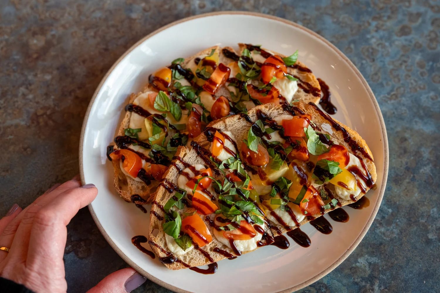 Toast topped with fresh ingredients